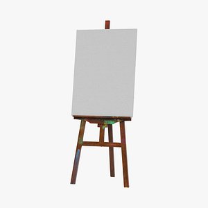 3D Easel Soiled With Canvas model