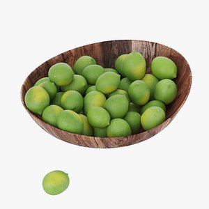 3D Wooden bowl with lemons model