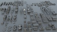 Hard Surface Sci-Fi Mech Kitbash Pack 250 Models