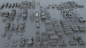 Hard Surface Sci-Fi Mech Kitbash Pack 250 Models