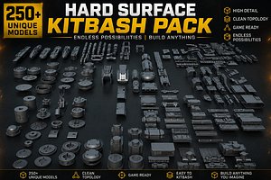 3D model Hard Surface Sci-Fi Mech Kitbash Pack 250 Models
