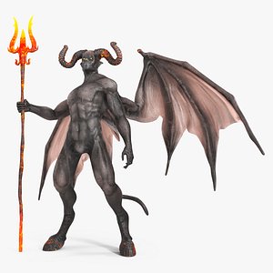 Devil Character with Trident Standing Pose model