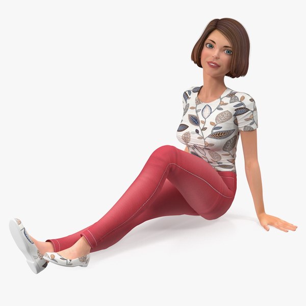 cartoon young girl casual 3D model