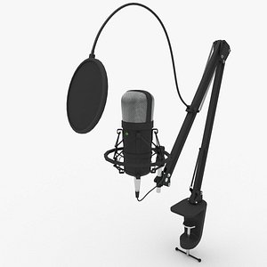 Studio Microphone with pop-filter 3D