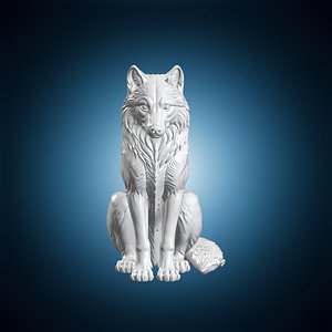 Sitting Wolf 3D Print Model 3D model