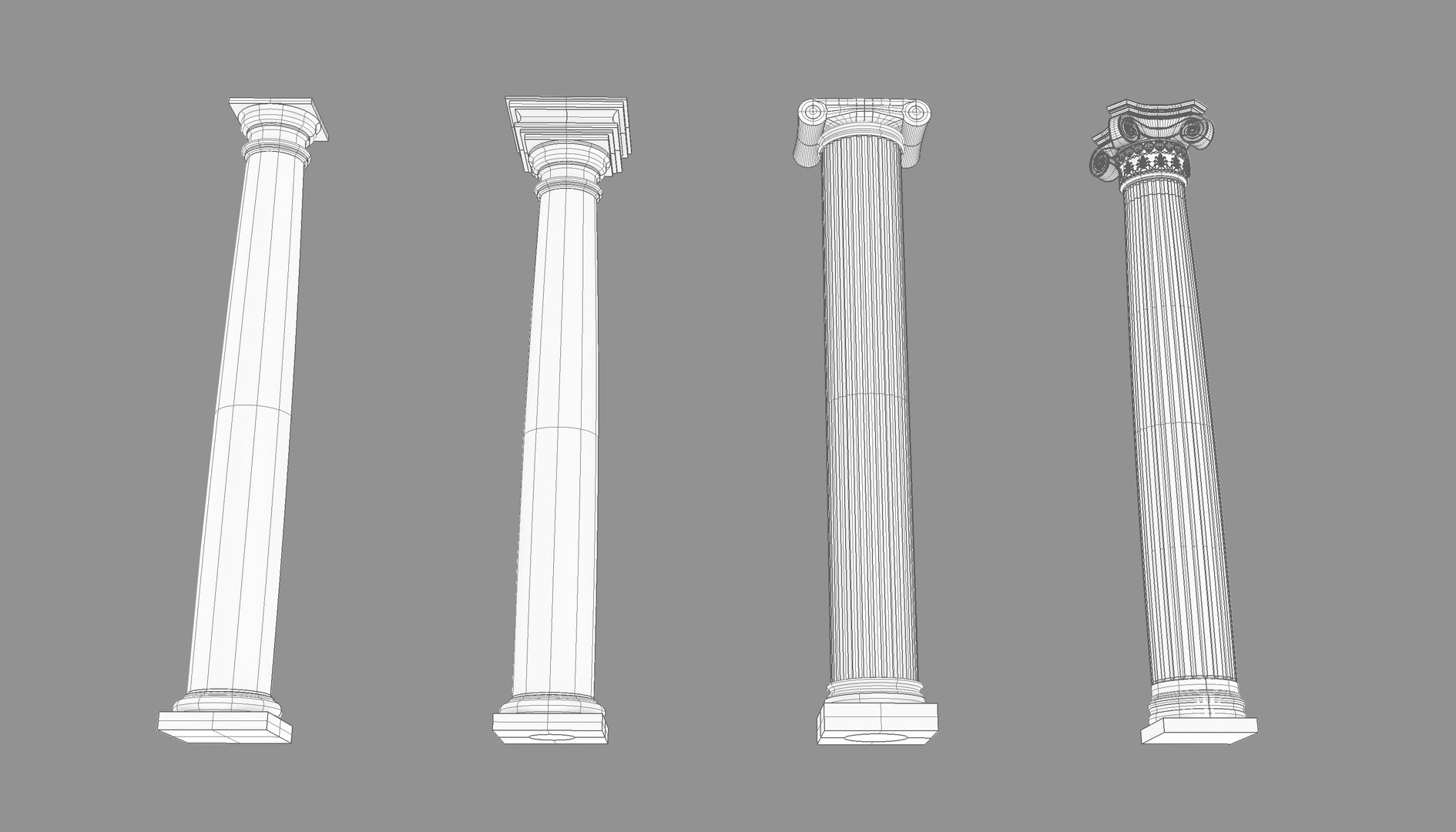 Colonial Columns 3D Model - TurboSquid 1520464