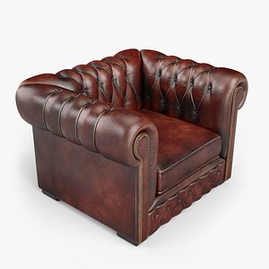 Chesterfield Leather Armchair 3D