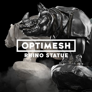 3D low-poly rhinoceros statue