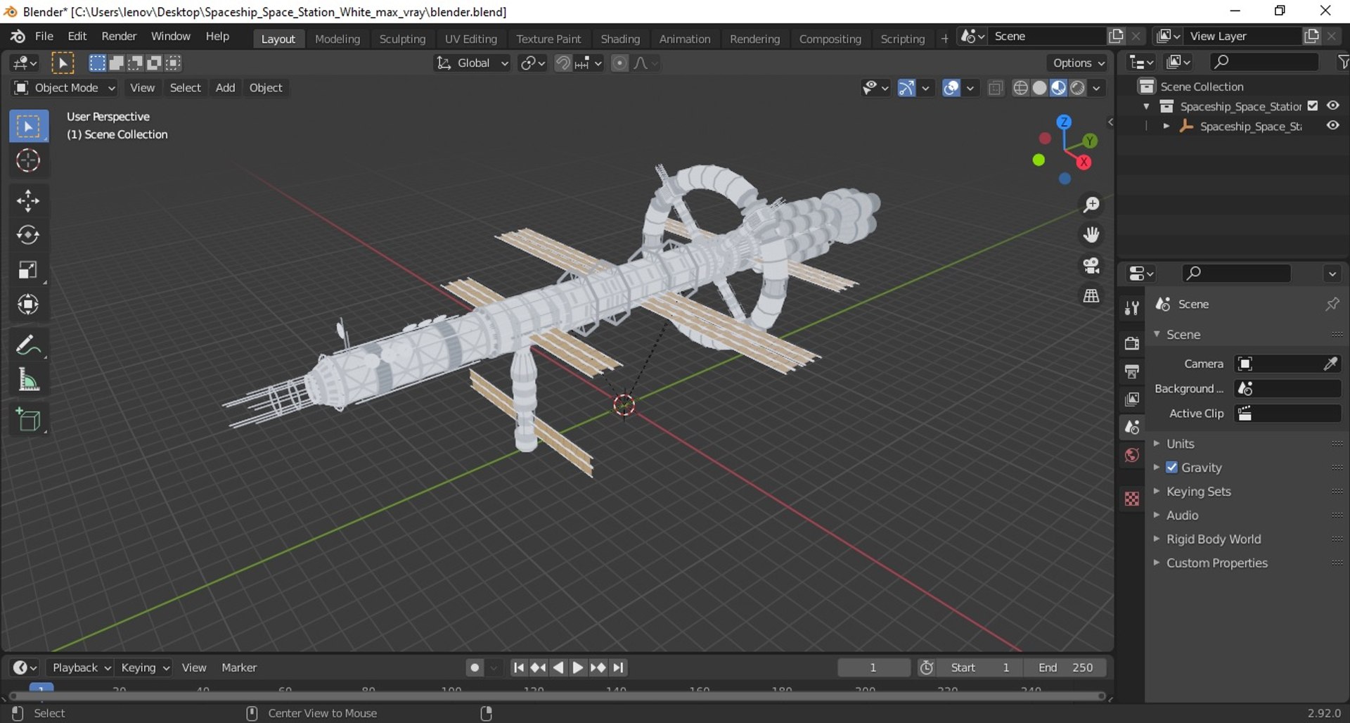 Spaceship Space Station White 3D model preview