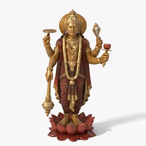 Lord Narayan Vishnu Statue 3D Model High Detail Hindu Deity Sculpture