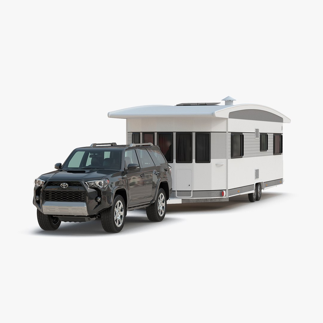 Toyota 4Runner and Hobby Caravan Landhaus 3D model preview