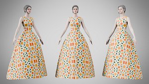 Dress 32 Retro Geometric Abstract 3D model