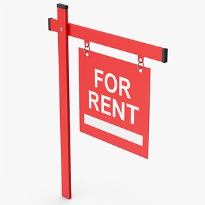 3D Red Real Estate Signboard For Rent