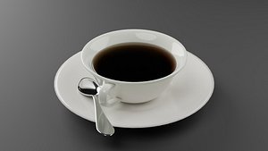 3D Classic White Coffee Cup Set