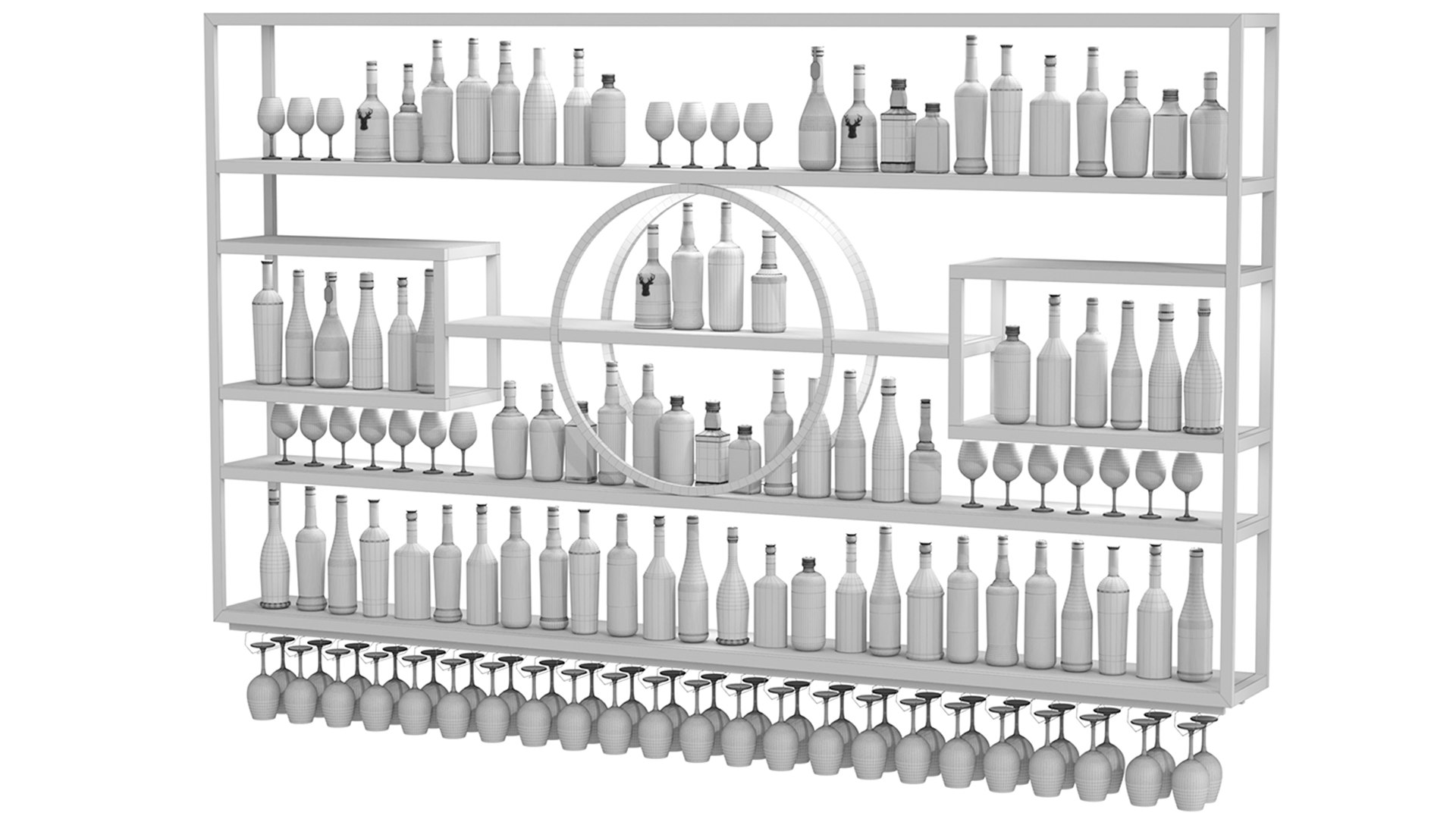 Large Rack With Alcohol In The Bar 3D - TurboSquid 2052698