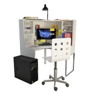 3D office teenager supplies computer model
