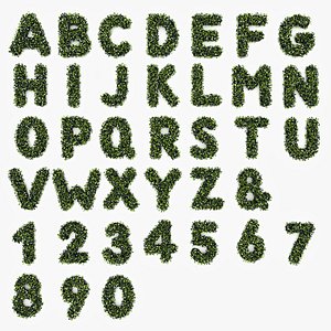 leaves alphabet 3d max