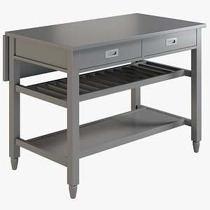 3D realistic grey kitchen island