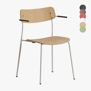 3D Ella Chair Four Legs base Laminate Short Armrest By Martela model