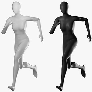 3D Animated Black and White Female Mannequin model