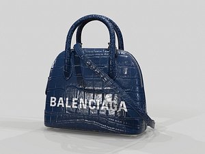 Balenciaga Ville Top Handle XXS Blue Crocodile
