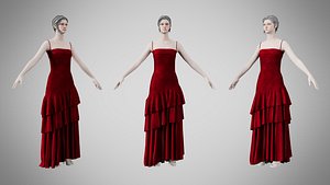 Dress 39 Crimson Velvet 3D model