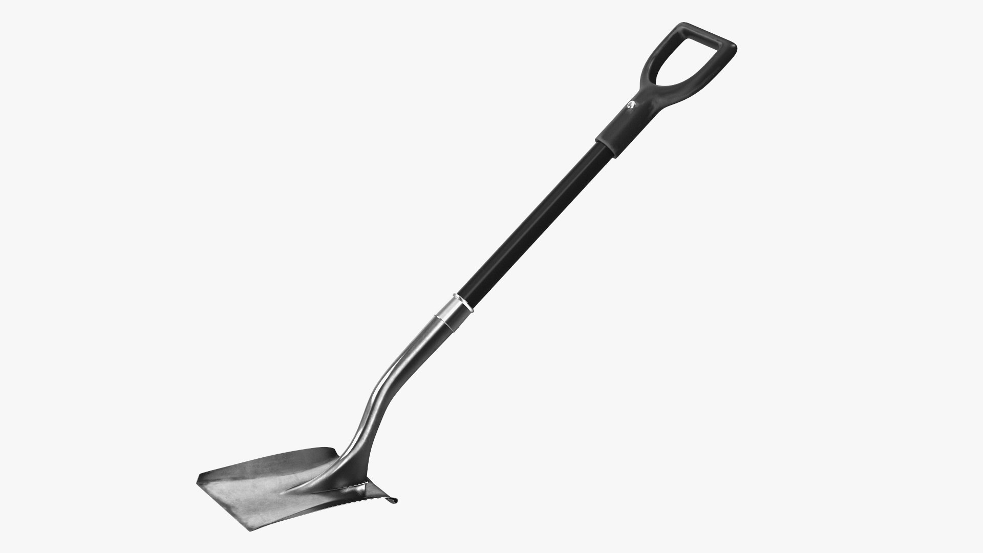 Square Blade Shovel Black Shaft 3D model preview