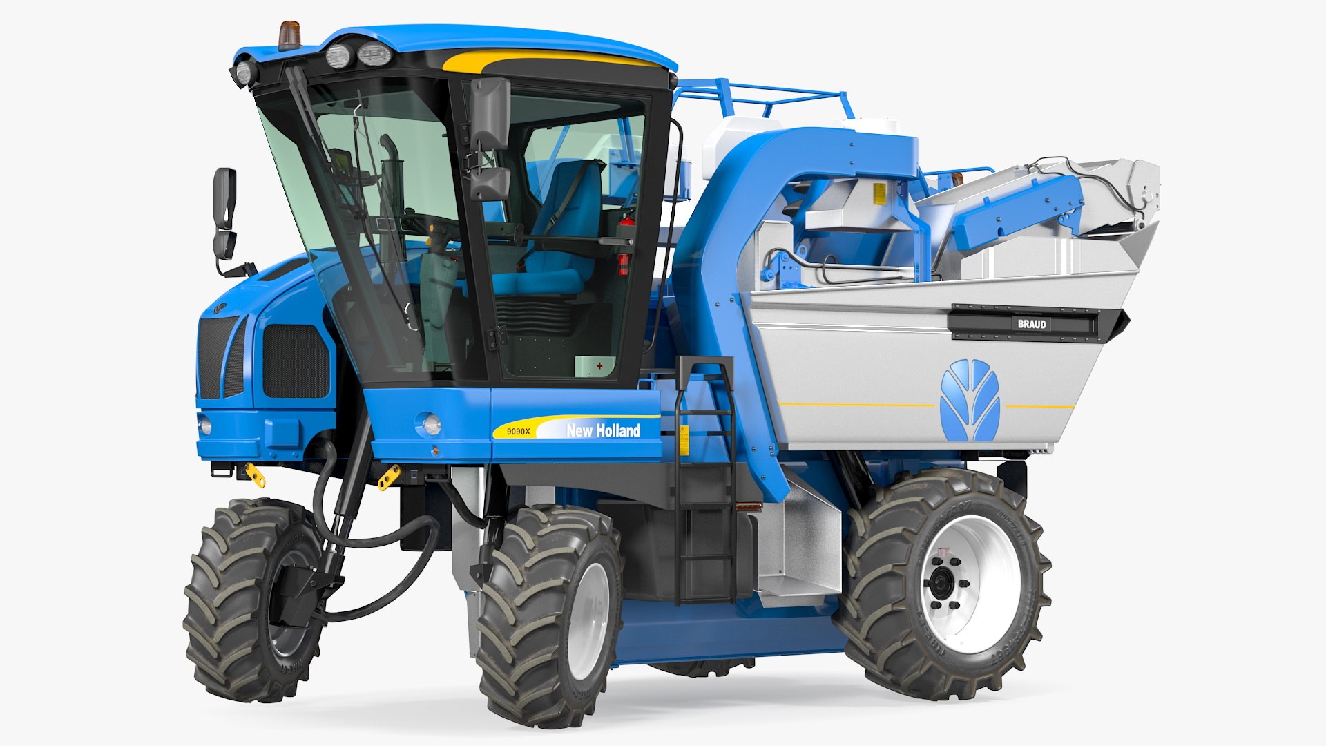 BRAUD 9090X Grape Harvester Rigged 3D model preview