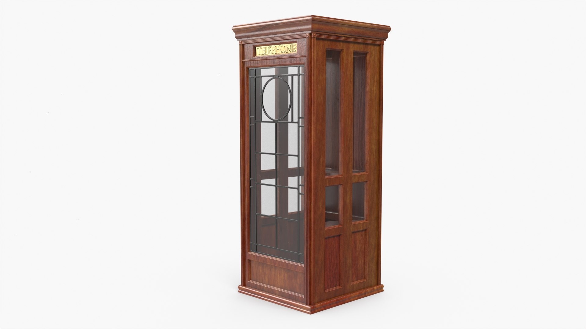 Antique Wooden Phone Booth 3D model preview