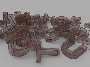 3D cage alphabet design Low-poly