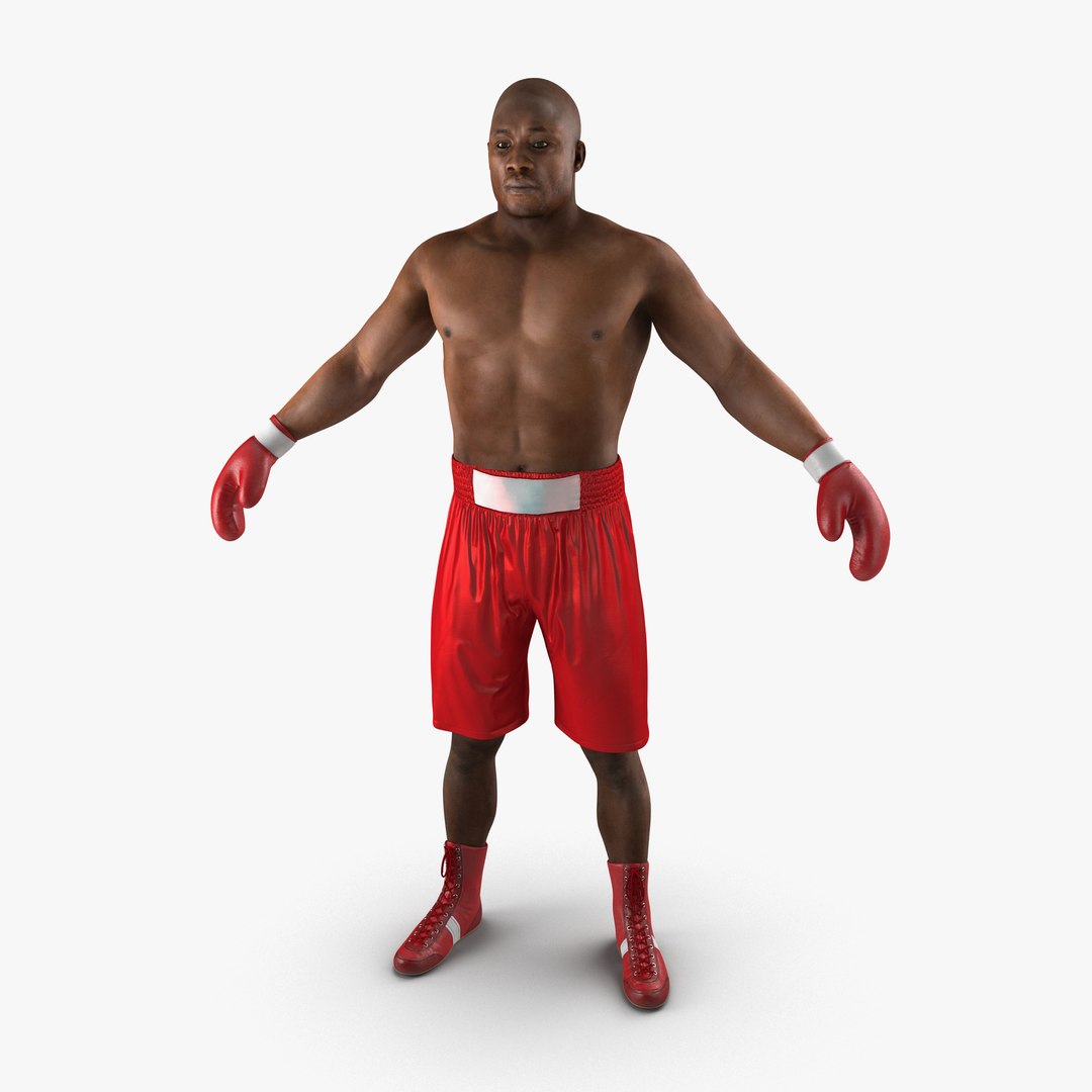 African American Boxer Red Suit 2 3D Model 3D model preview
