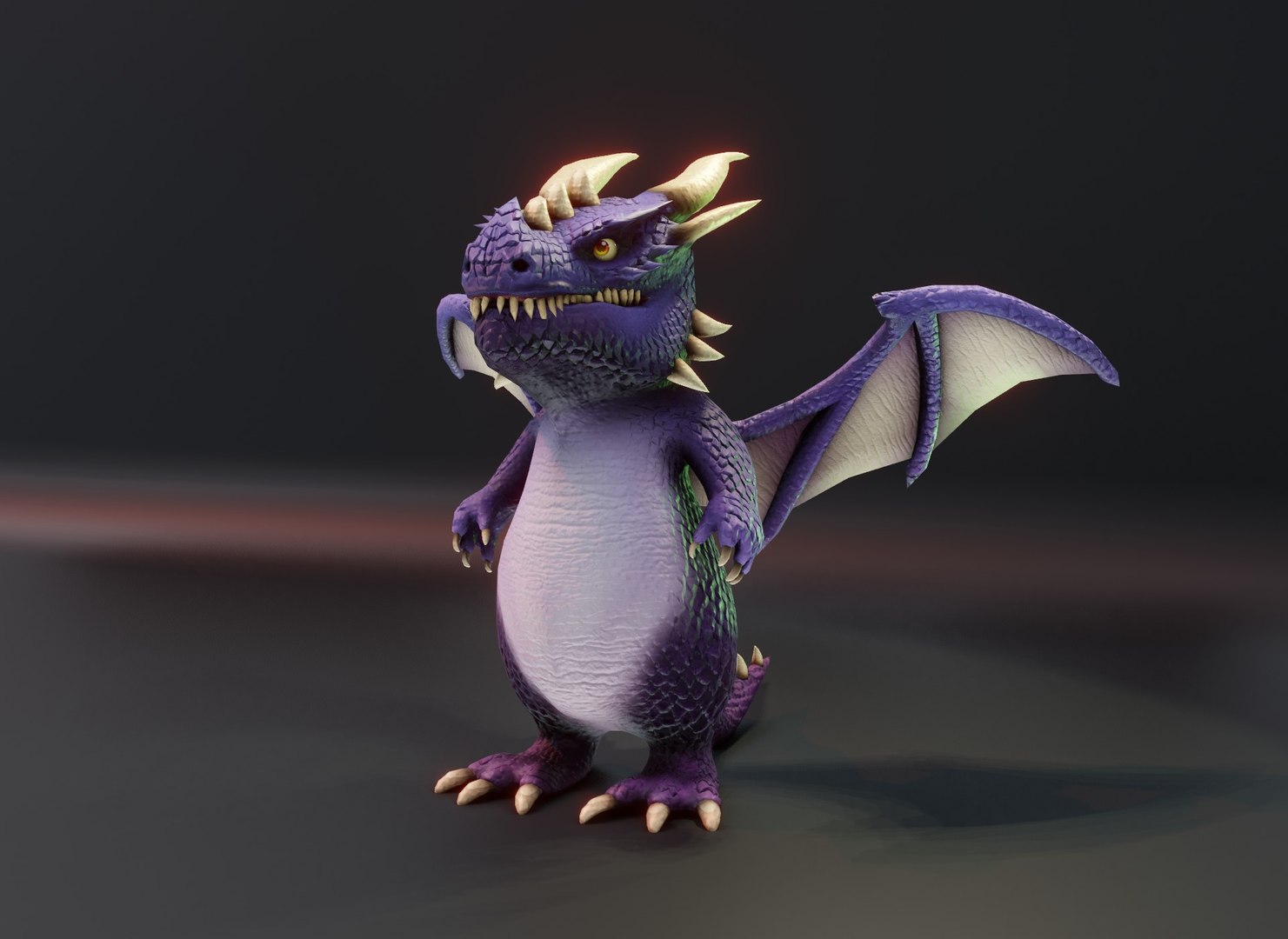 3D Cartoon Purple Dragon Low-poly 3D Model - TurboSquid 2180007