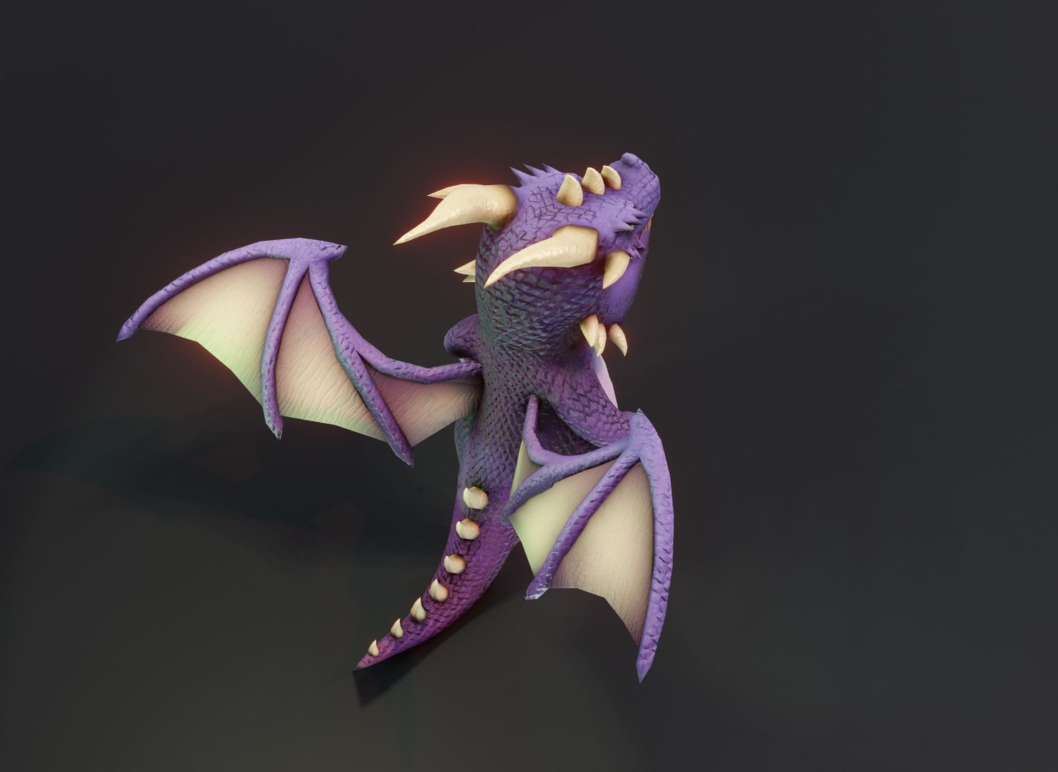 3D Cartoon Purple Dragon Low-poly 3D Model - TurboSquid 2180007