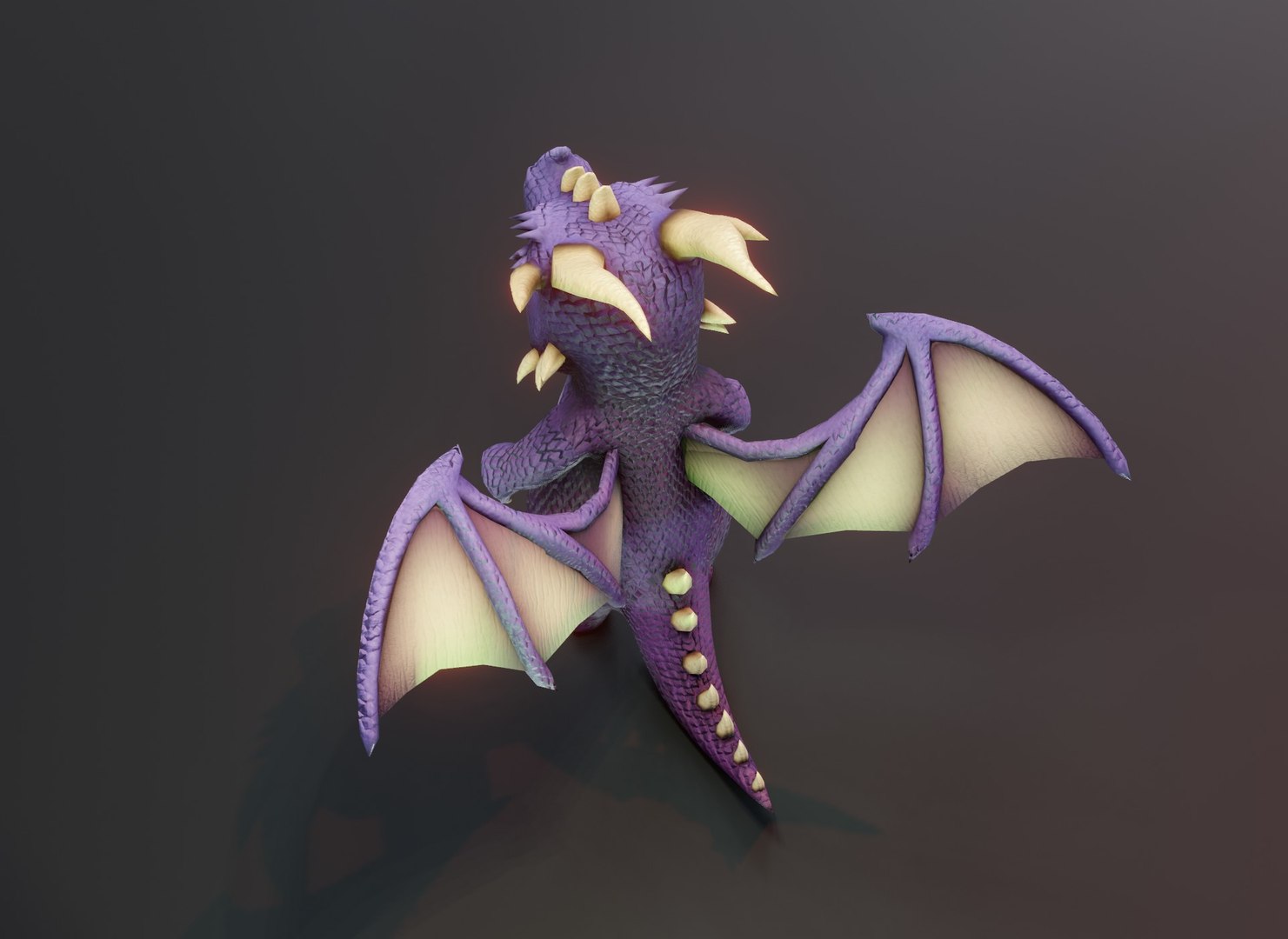 3D Cartoon Purple Dragon Low-poly 3D Model - TurboSquid 2180007