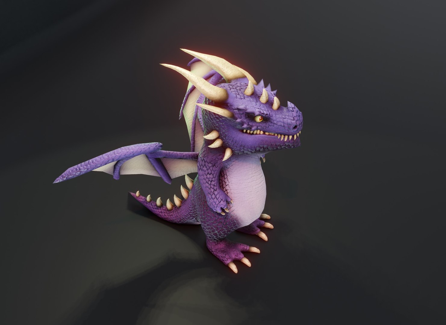3D Cartoon Purple Dragon Low-poly 3D Model - TurboSquid 2180007