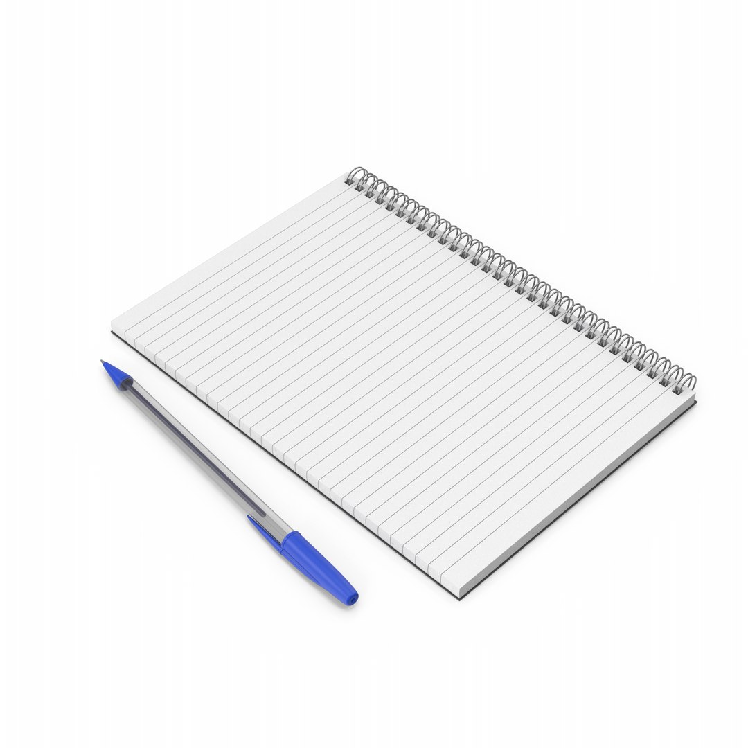 3D Notepad With Blue Pen - TurboSquid 1870870