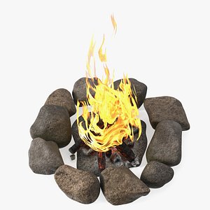 Campfire Surrounded by Rocks