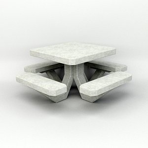 3d concrete picnic table