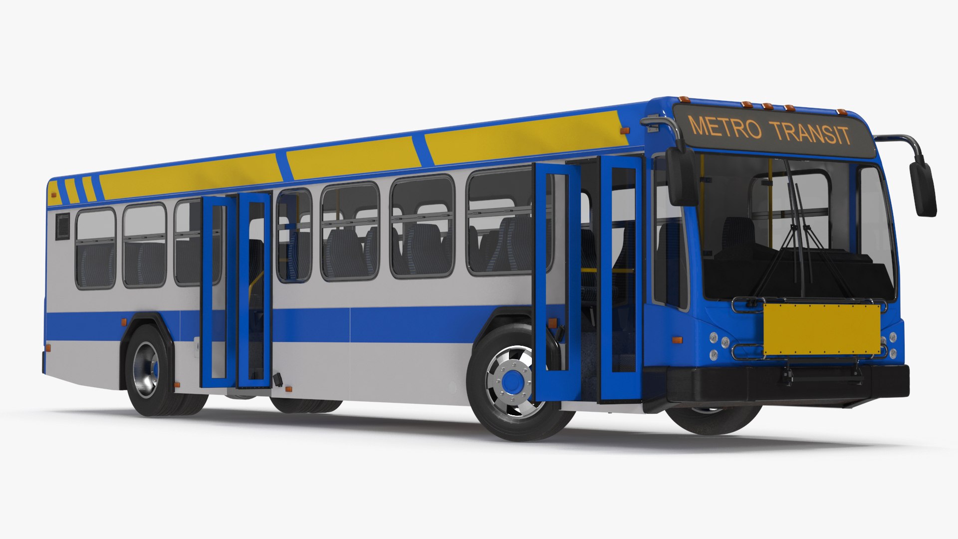 Metro Transit Bus Rigged 3D model preview