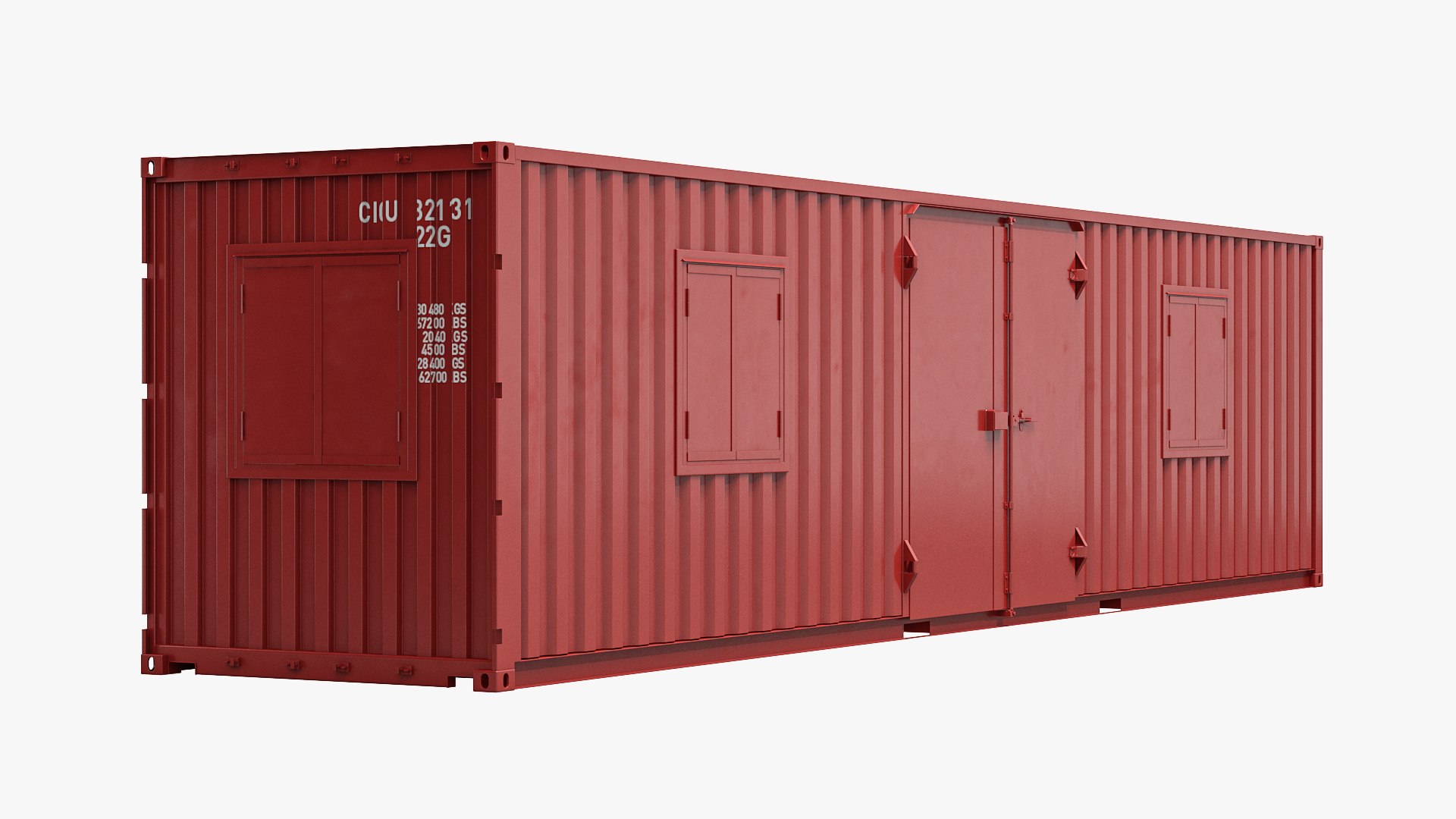 Red Container Office with Wide Door 3D model preview