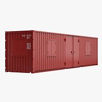 Red Container Office with Wide Door