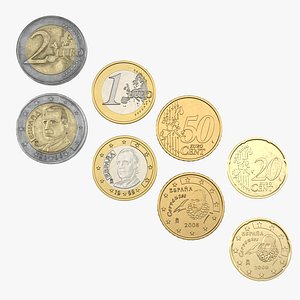 spain euro coins 2 3d model