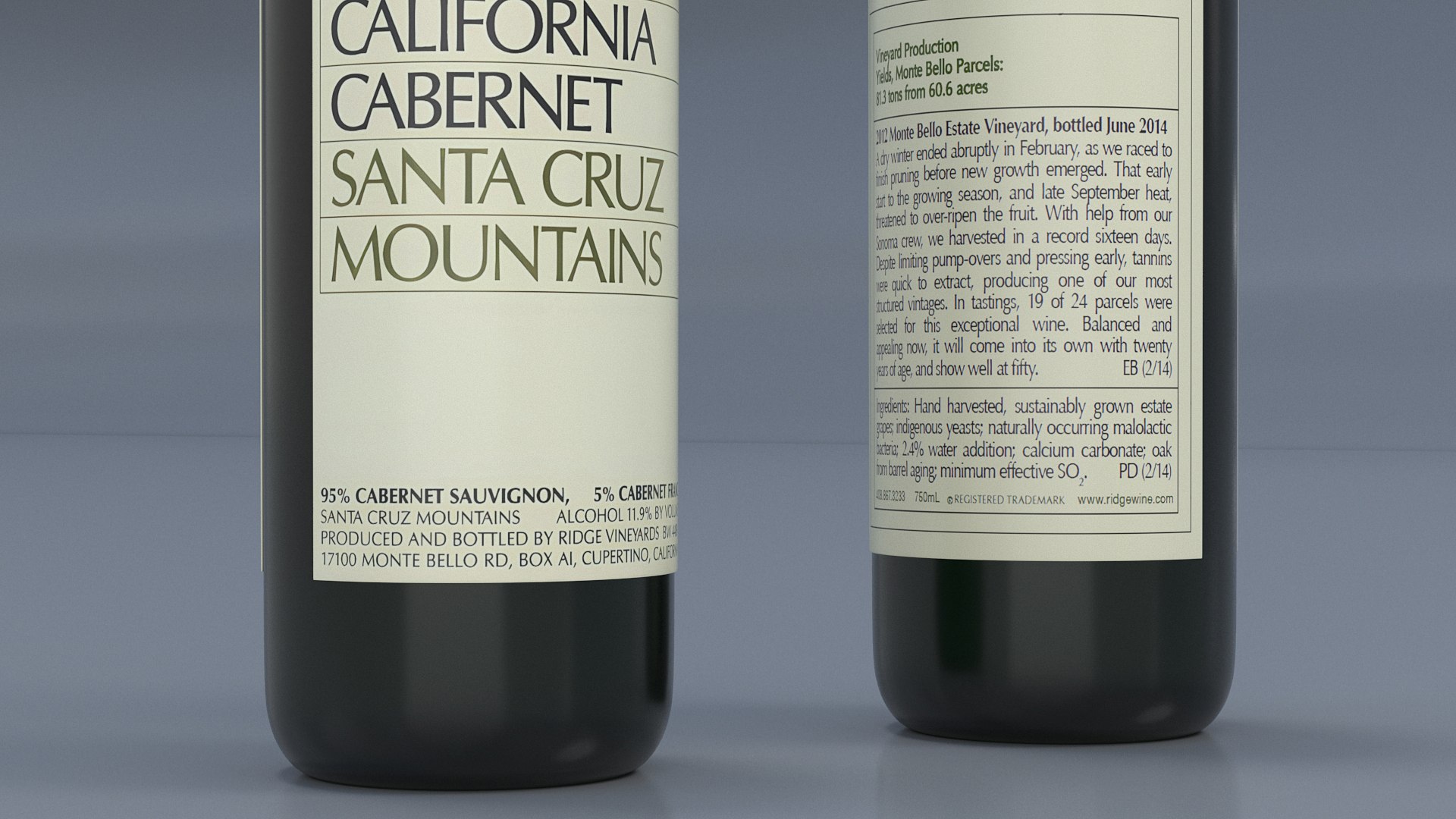 Ridge California Cabernet Bottle 3D Model - TurboSquid 2316286
