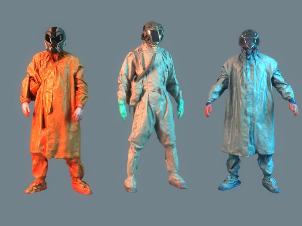 3D soldiers chemical attack pack 3 model