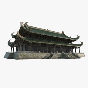 3D Ancient Asian architectural Taoist Hall