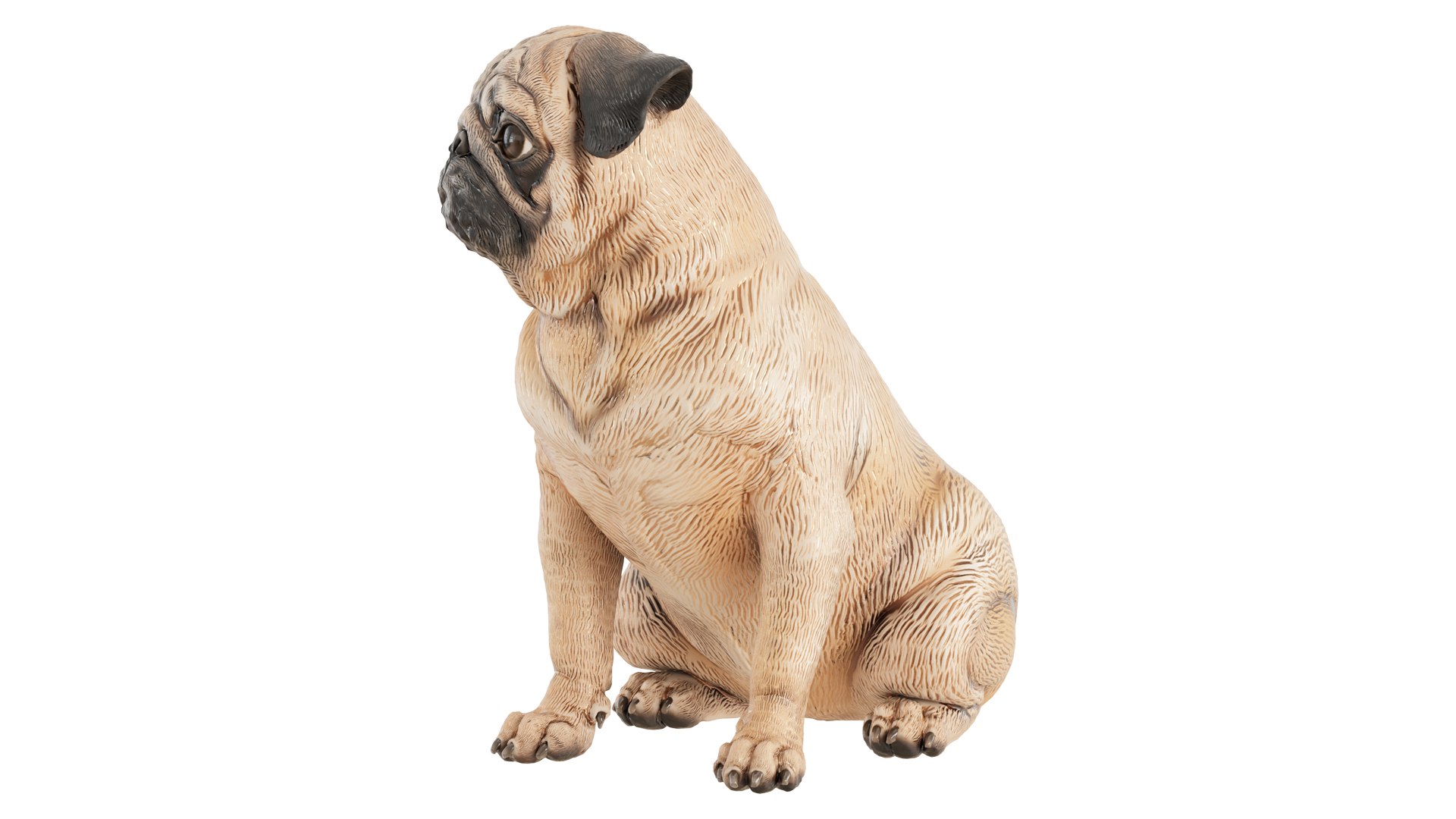 Pug dog figurine 3D model https://p.turbosquid.com/ts-thumb/uG/BbNYa8/Dh/v_02/jpg/1723044922/1920x1080/fit_q87/32f48bfaab77a0d9d080bb4f9ff1d73ded351260/v_02.jpg