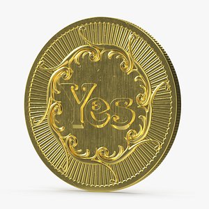 Yes No Decision Coin Gold 3D model