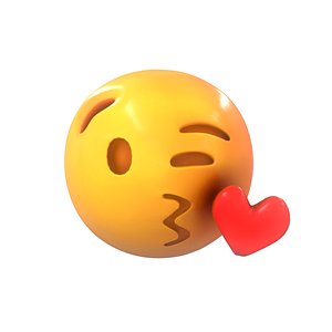 3D emoji face blowing kiss model