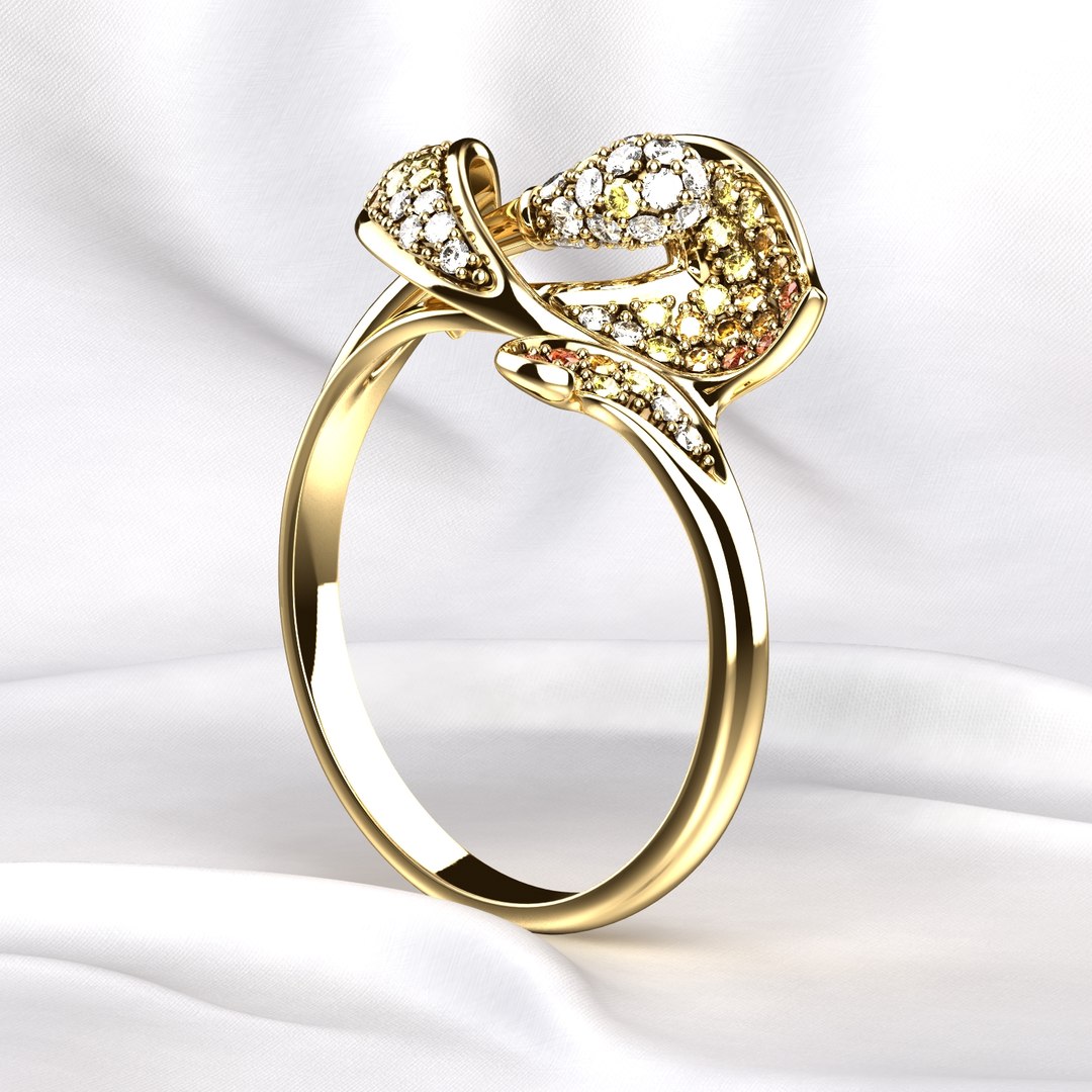 Calla Flower Luxury Gold Ring model - TurboSquid 1881094