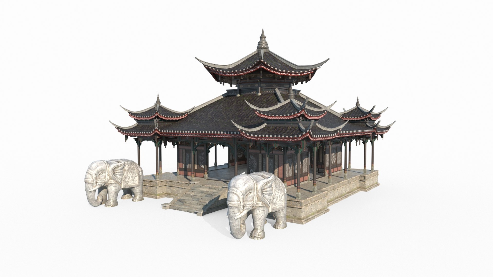 Temple Of Ancient Asian Architecture Model - TurboSquid 2073536